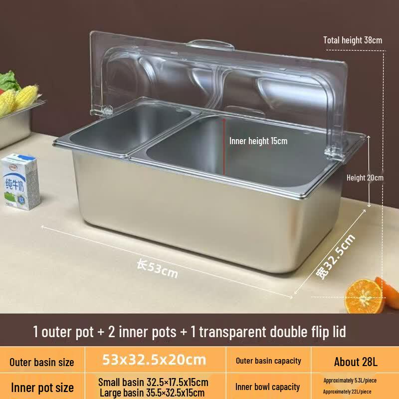 Stainless Steel Divided Food Display Tray with Transparent Lid