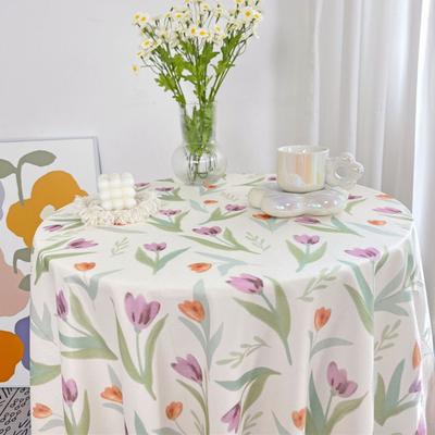 Tischdecke Saison Sommer Aquarell Blumenmuster Rund Spritzwassergeschützt Knitterfest Tischabdeckung Heimdekoration