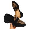Fashion 2025 Women Casual Shoe Spring Fashion Loafers Large Size Casual Medium Heel Sneakers Women Round Toe Leopard Print Slip-On Shoes