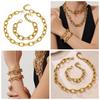 18K Gold-Plated Hip Hop Chain Necklace & Bracelet Set - European & American Style, Stainless Steel, Simple Luxury
