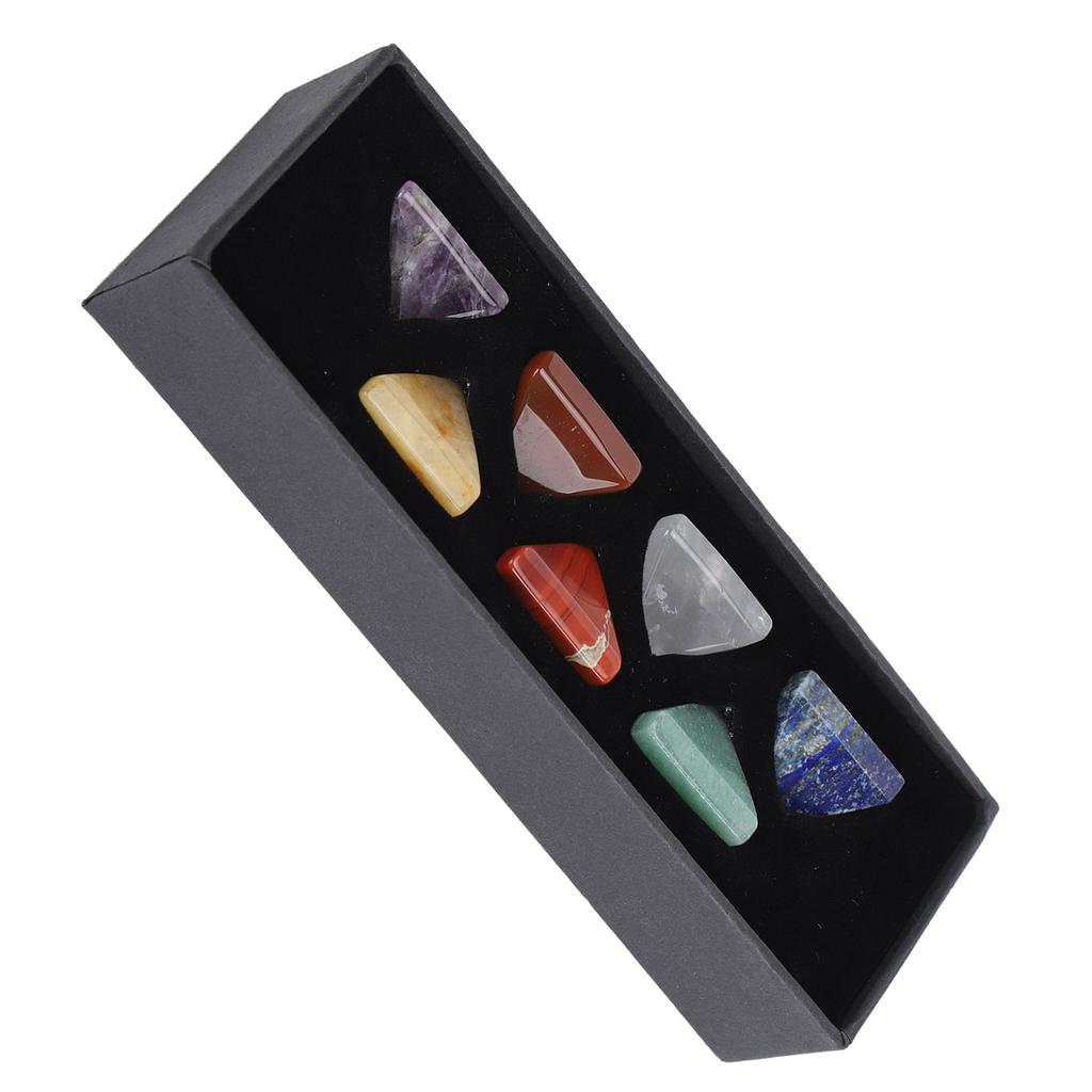 7 Chakra MultiStone Set Pyramid Color Natural Stone Gemstones Ornaments with Gift Box