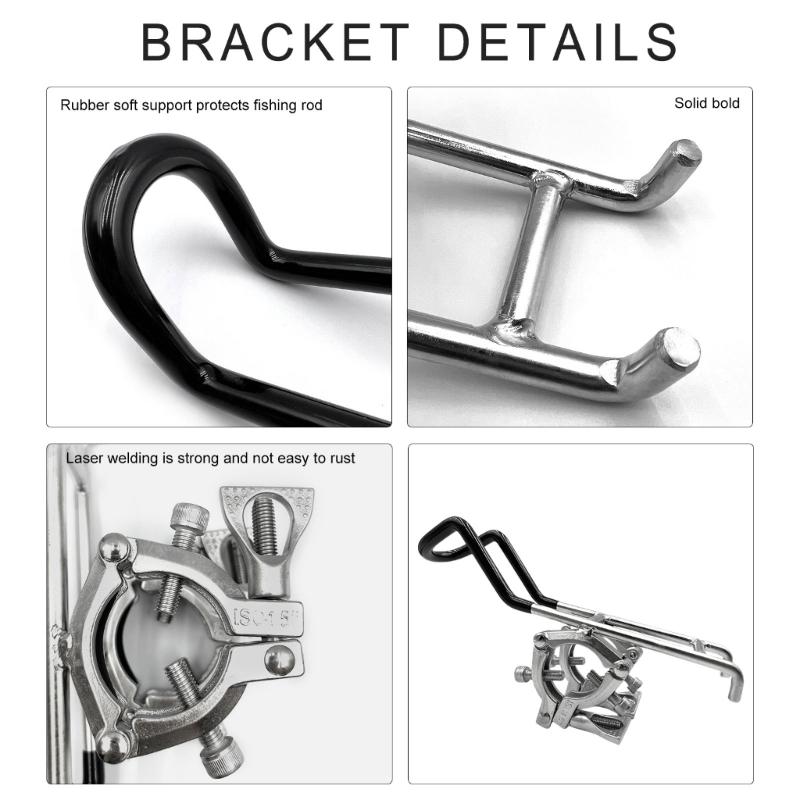 Fishing Rod Boats Clamps Fishing Rod Rack Fishing Rod Bracket Stainless Steel Fishing Rod Holder Fish On Rod for Boats