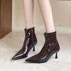 Fashion Female Pointed Toe Ladies Modern Ankle Boots Zippers Shoes Fashion Elastic Women Stretch Short Boots With Heels Shoes
