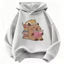 Fall Children's Hooded Sweatshirt-cute Cat Pattern Loose and Soft Breathable Korean-style Pullover Sweatshirt for Boys and Girls