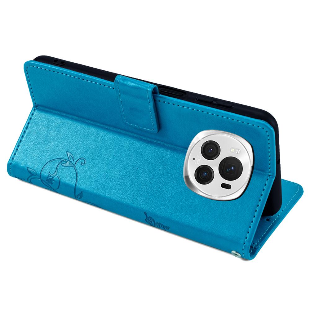 Pour Honor Magic6 Pro 5G Étui Portefeuille Motif Fleur Papillon Cuir PU Support Housse de Téléphone