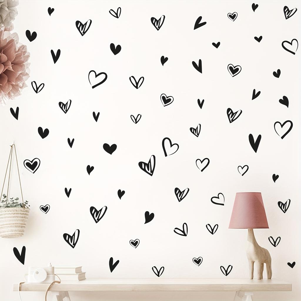 1pc Black Heart Wall Decals - Self-Adhesive Vinyl Heart-Shaped Stickers for Romantic Home Decor for Bedroom, Living Room, or Valentine's Day Wall Art