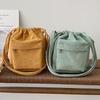 Korean Drawstring Bucket Bag Canvas Shoulder Bag Women's Bag Casual Lightweight Versatile Solid Color Crossbody Bag Storage Bag