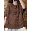 Retro Cotton Linen Short Sleeve Loose Summer Shirt