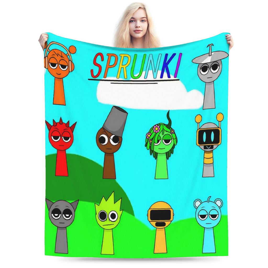 Cartoon Sprunki Music Game Blanket Fleece Soft Throw Blanket for Bedding Couch Bed Rug
