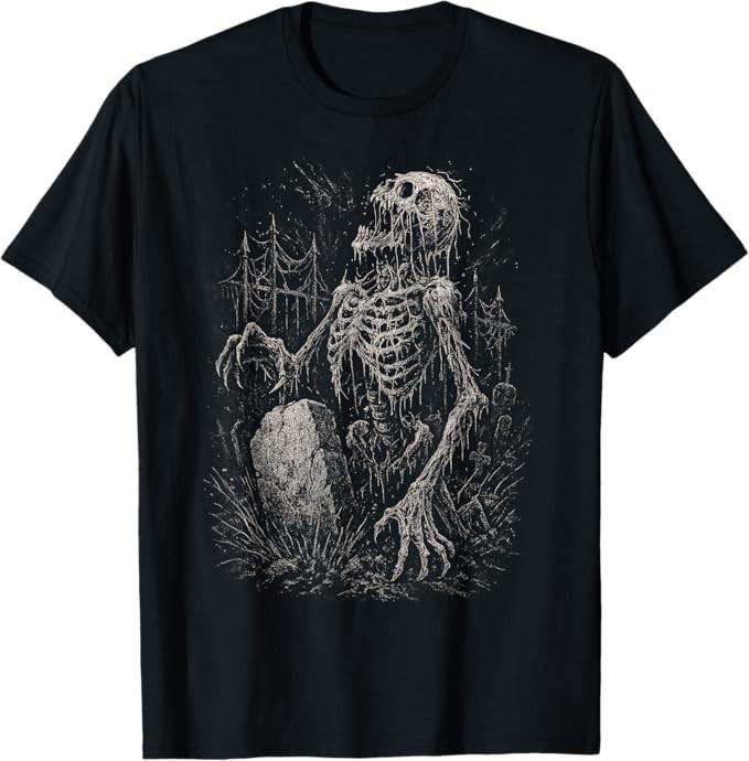

Zombie Skeleton Undead Horror Grave Goth Alt Alternative Art T-Shirt 4XL