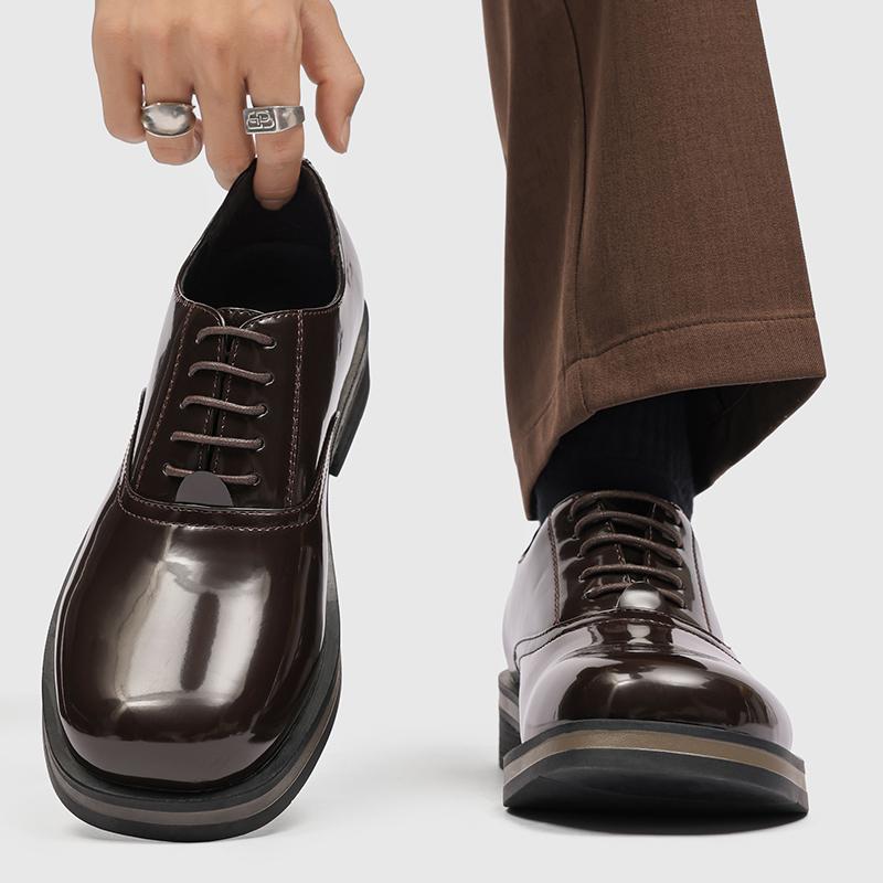 Fashion Classic Men's Leather Lace-Up Casual Shoe Elegant Solid Color Formal Office Business Shoe Comfortable And Anti-Slip Oxford Shoes