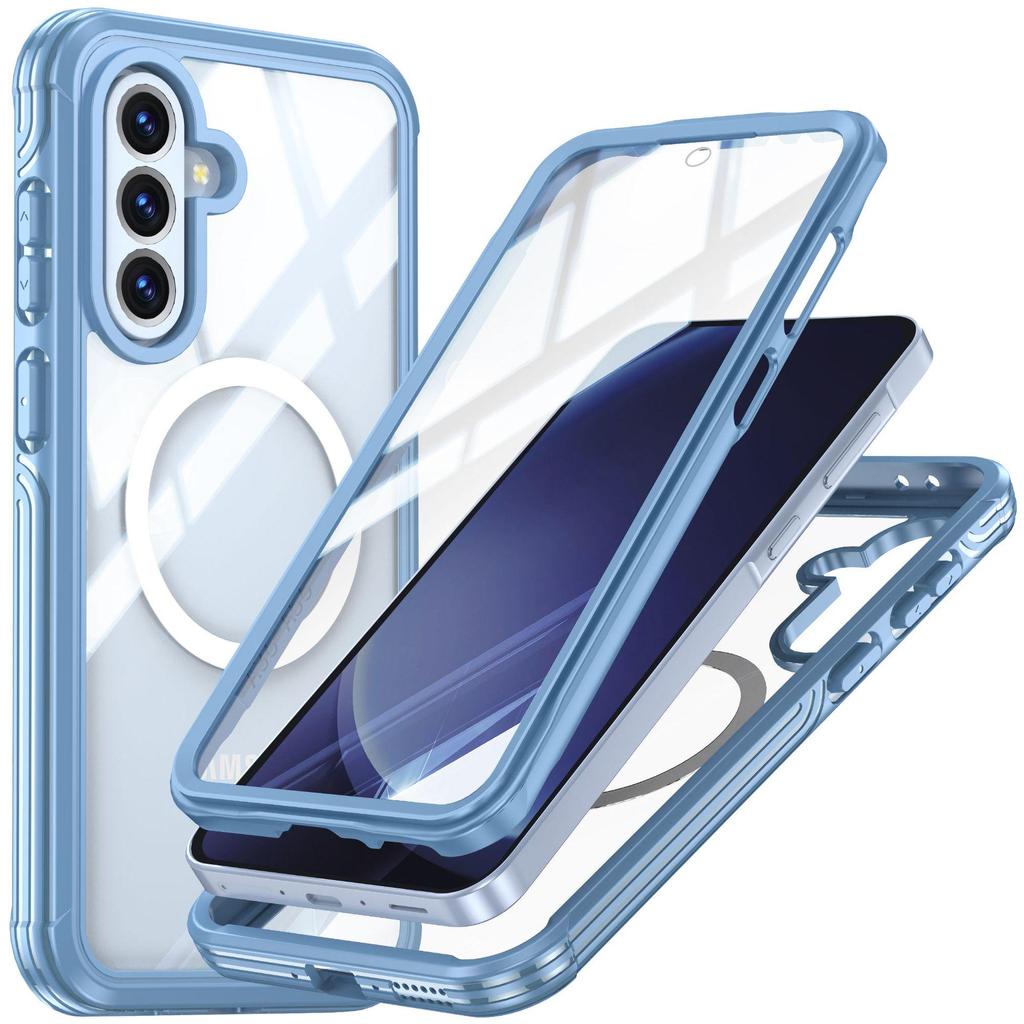 Samsung A36/A56-5G MagSafe-Compatible Tri-Proof Transparent Phone Case with Full Coverage and Fingerprint Unlock