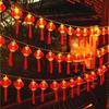New Year Red Lantern Solar String Lights - Waterproof Fu Character Spring Festival Decor