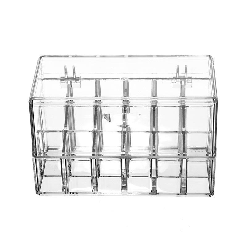 18-Grid Acrylic Flip-Top Lipstick Holder - Dustproof, Transparent Lip Gloss Organizer
