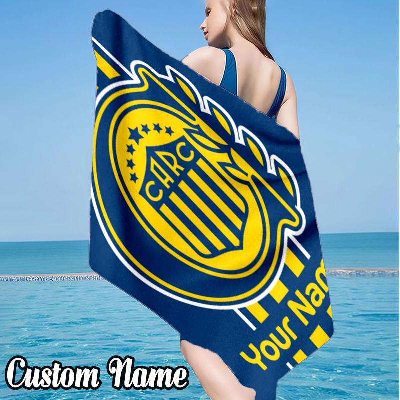 Custom Name Atlético Rosario Central Beach Towel - Soft, Ultra-Absorbent Microfiber, Lightweight, Perfect for Beach, Parties, Travel, Camping