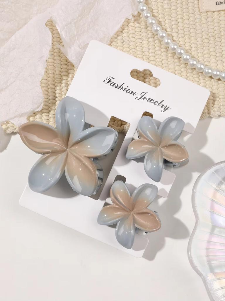 3 Pcs Hawaiian Hair Claw Clip for Women,Flower Marble Vein Hairpin Barrette Summer Vacation Beach Cute Fashion Hair Accessories
