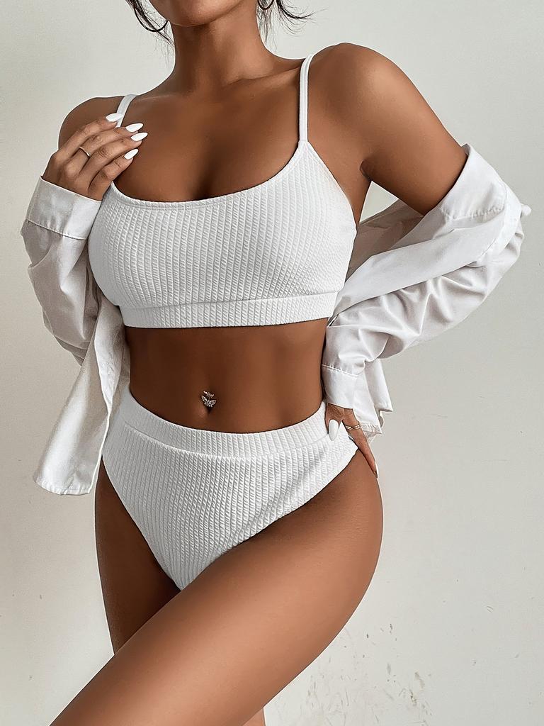 2023 new spiral pit strip U-shaped high-waisted bikini sexy swimsuit woman swimsuit