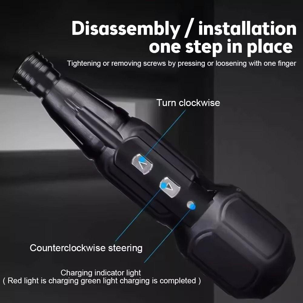 Anti-Slip Handle Cordless Screwdriver Chrome Vanadium Steel Charging Straight Rod Electric Screwdriver Set LED Lights