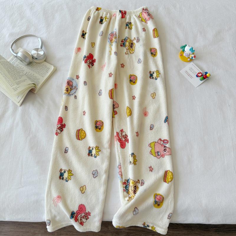 Hello Kitty Damen Fleecegefütterte Pyjamahose - Warmer Korallfarbener Flanell für Herbst und Winter