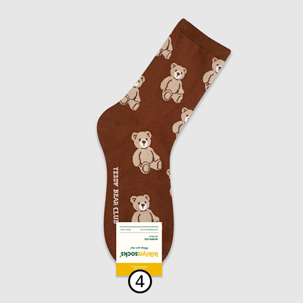 

1 Pair Cartoon Bear Women Socks Comfortable Harajuku Skateboard Girl Socks Novelty Breathable Sox Christmas Gift Factory Direct One Size