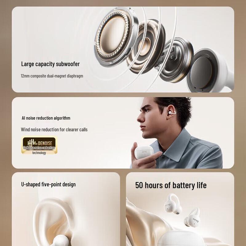 Saina Z60S Open-Ear Clip-On Bone Conduction Headset
