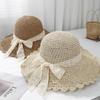 Women's Sun Hats Adjustable Straw Hat With Lace Bow Sun Protection Wide Brim Summer Elegance Beach Accessories 2025 Fashion New