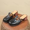 Fashion Retro Hollow Half Slippers Women's Summer 2025 French Style Fashion Comfortable Mary Jane Single Shoes Outdoor Square Head Pumps