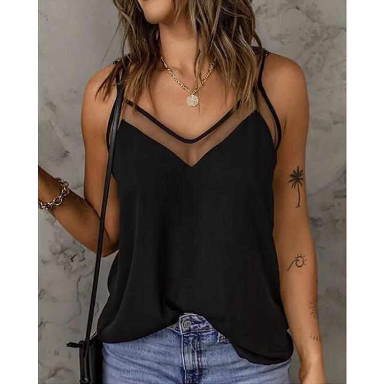 Sexy V Neck Summer Camisole for Women 2024 European American Fashion Top