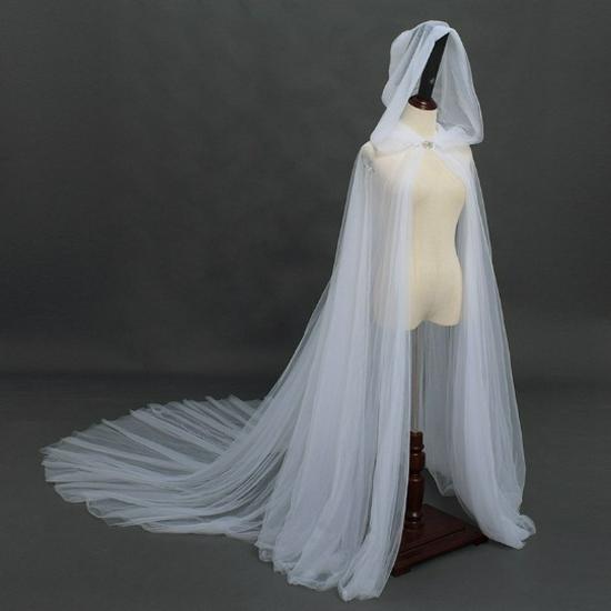 Women's Vintage Halloween Hooded Cloak - Vampire Bride Cape (Black, Red, White)