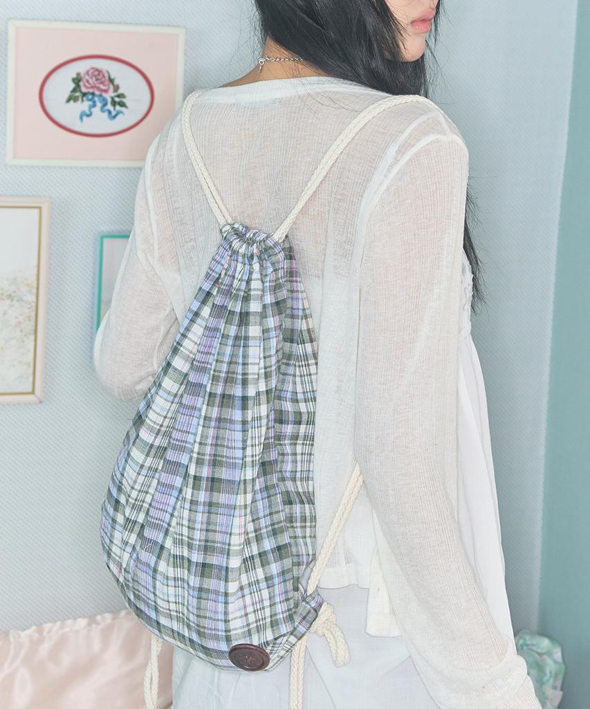 Kiibi Check Pattern Gym Sack Purple