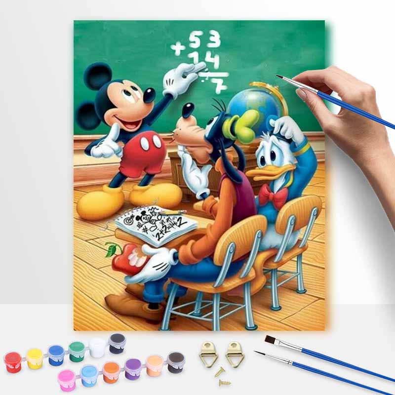 Disney Digital Oil Painting Art Kit Hand Filled Classroom Scene Home Decor 20x30cm