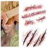 Halloween Zombie Scars Tattoos Waterproof 3D Bite Mark Tattoo Sticker With Fake Scab Scary Bloody Makeup Costume Fake Tattoo