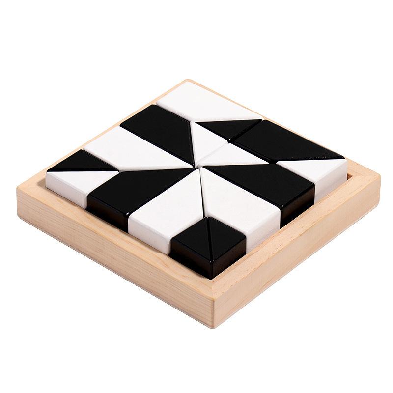 Puzzle Doppio in Legno con Blocchi Nascosti Tavolo da Gioco Puzzle Giocattoli per l'Educazione Precoce dei Bambini Allenamento del Pensiero Logico