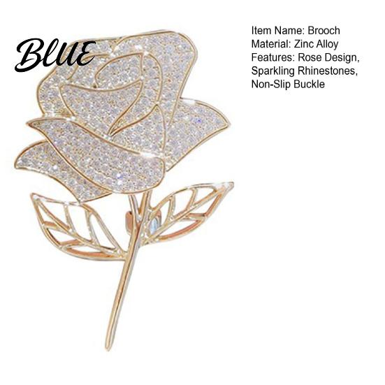 Decorative Bag Pin Women Brooch High-Gloss Rhinestone Inlay Sparkling Rose