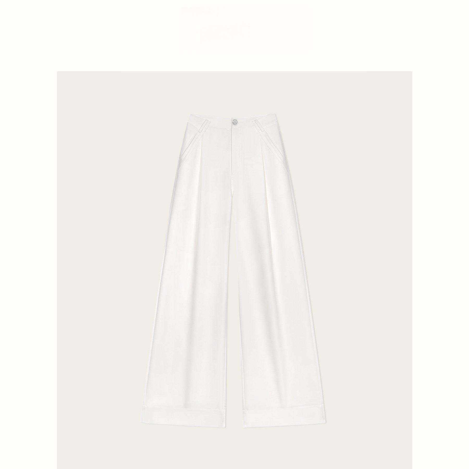 

2026 Spring Virtual Character Waist-Cinching Double Zipper Shirt with Wide-Leg Pleated Pants Small