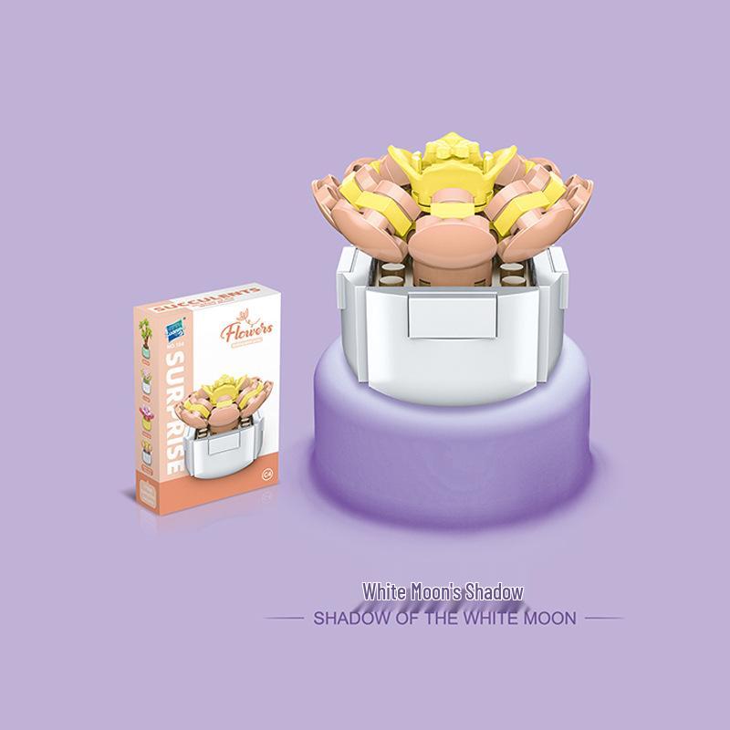 Kids' Educational Interlocking Building Blocks - Flower Potted Plant (Rose & Epiphyllum) Compatible with Top Building Block Models