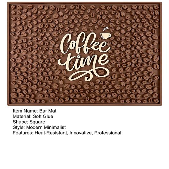 Coffee Bar Mat for Countertop 18x12 Inches Coffee Maker Mat Rubber Espresso Machine Mat Coffee Time Slogan Barista Station Mat