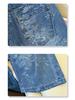 Women's High Waist Retro Blue Jacquard Straight Leg Jeans - 2025 Autumn Collection