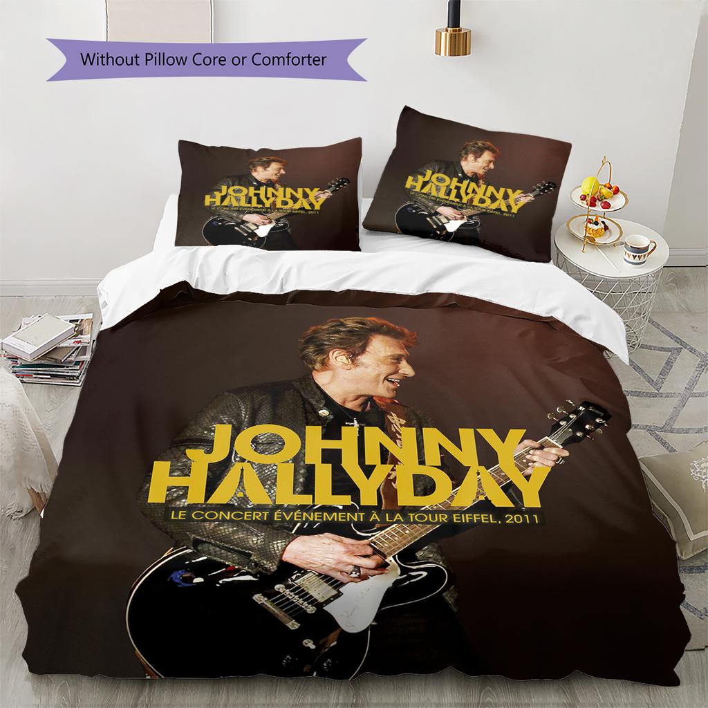 1PC Johnny Hallyday pattern Bedding Quilt Set Quilt Cover Pillowcase Home Decoration Birthday Gift (1 * duvet cover + 19 * pillowcase, without core)