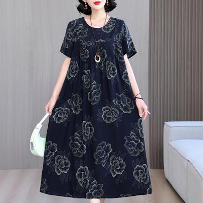 Dámske voľné šaty Elegantné nadrozmerné ležérne letné šaty s krátkym rukávom Dámske vintage oblečenie