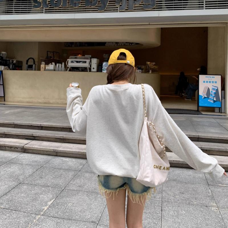 Tricou cu mânecă lungă supradimensionat vintage Casual larg de primăvară toamnă topuri tricou Femei