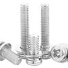304 Stainless Steel Three-Combination Screw with Round & Cross Pan Head, Flat & Spring Washer - M2/M3/M4