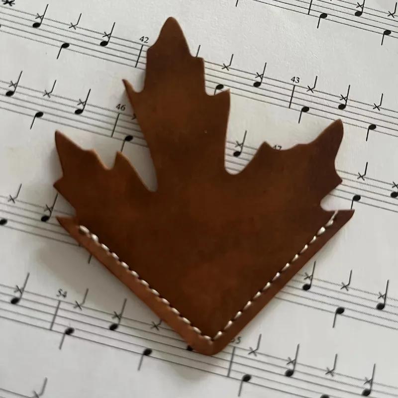 New Compact Alder Leaf-shaped Leather Bookmark Creative Retro Maple Leaf Book Marker for Home Study Reading Page Divider Clip