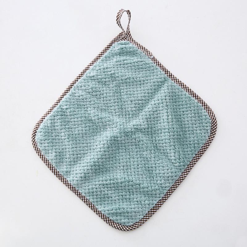 Кухонное полотенце из кораллового флиса с возможностью подвешивания: Суперабсорбирующее полотенце для рук и посуды зелёный