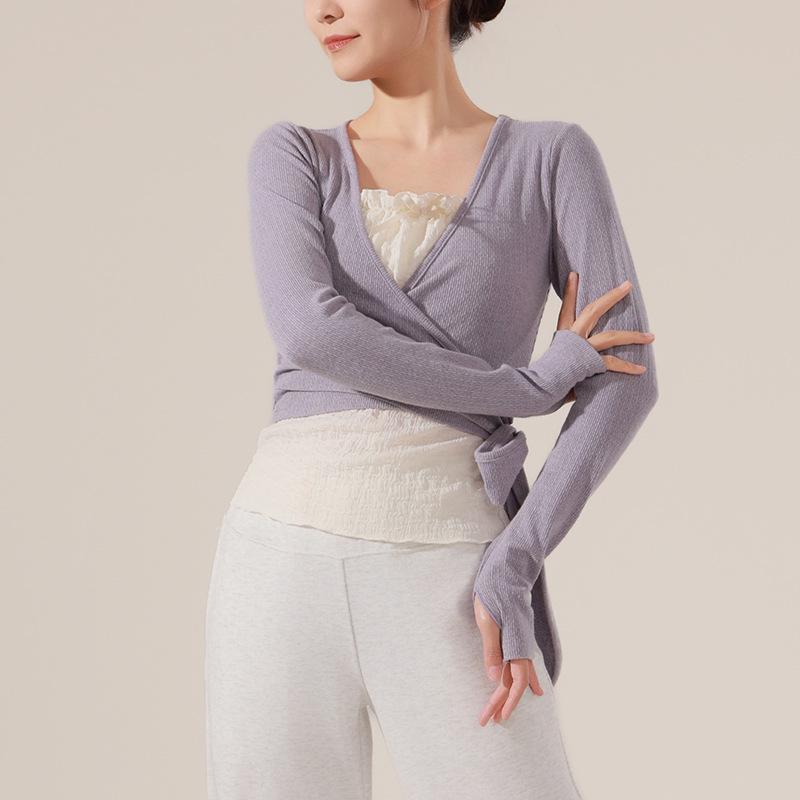 

Женский взрослый классический вязаный танцевальный костюм-двойка для современного китайского танца и ежедневных тренировок M