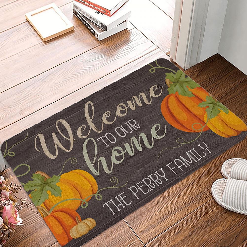Halloween Pumpkin Themed Doormat Non-Slip Door Mat With Pumpkin Washable Entrance Rug For Home Kitchen Decor Carpet