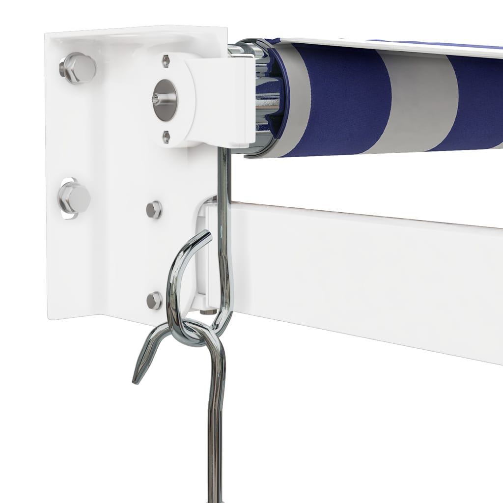 Retractable Awning Blue and White 3x2.5 M Fabric and Aluminum