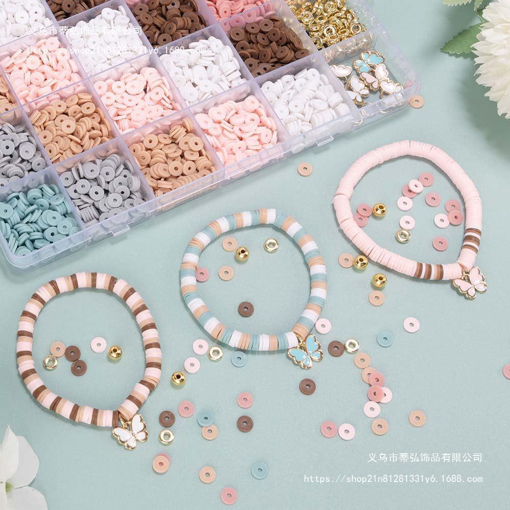 New Diy Children'S Friendship Bracelet Necklace Multi-Color Clay Bead Spacer Accessory Set