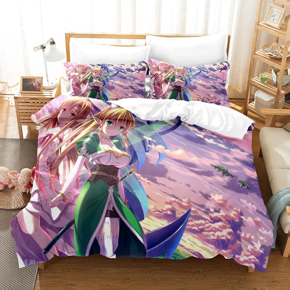 Anime Sword  Art Online Bedding Sets Japan Cartoon Bed Linen Polyester 3D Gift for Kids Twin Single Queen King Size Duvet Covers