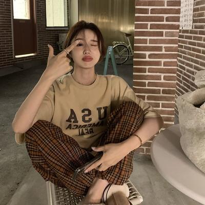 Street Style Large-size Short-sleeved T-shirt for Women In Summer Couple Outfit Loose Korean Casual Bottoming Shirt Top